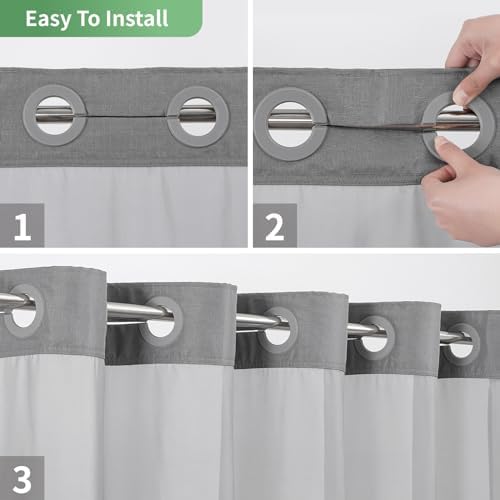 Luxury Hotel Quality Gray Shower Curtain with Liner