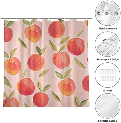 KOMIKU Pink Peach Fruit Shower Curtain Delight Your Bathroom