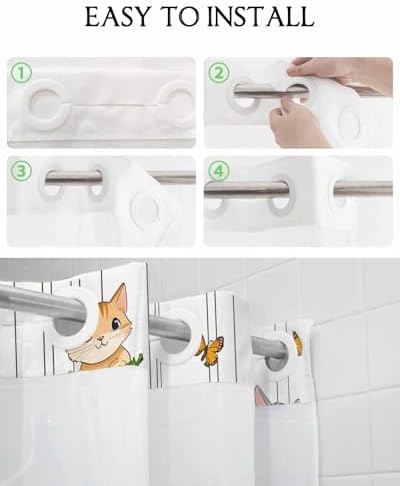 Premium No Hooks Shower Curtain Set with Liner