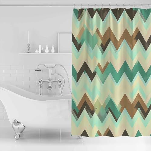 Turquoise Green Abstract Turboline Washable Shower Curtain