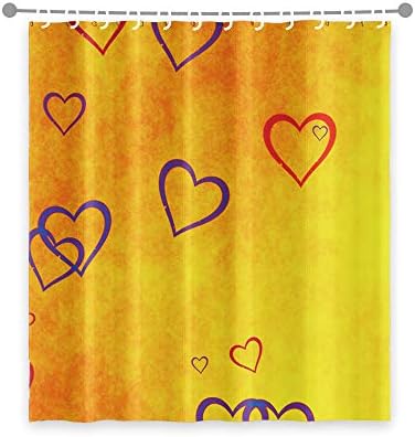 72x78inch Love Heart Red Purple Shower Curtain for Valentines Day