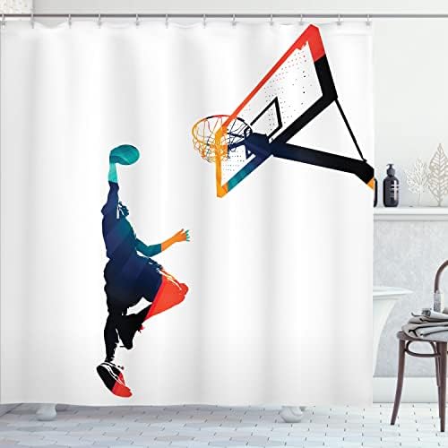 Ambesonne Sports Shower Curtain Basketball Mural 69 W x 70 L