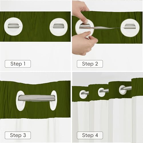 HONCO DIRECT Crumpled Olive Green Shower Curtain