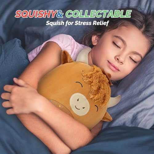 Cuckool 14 Highland Cow Stuffed Animal Plush Pillow Perfect Birthday Gift