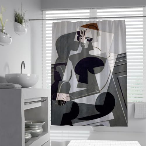 Modern Abstract Art Shower Curtain with Hooks