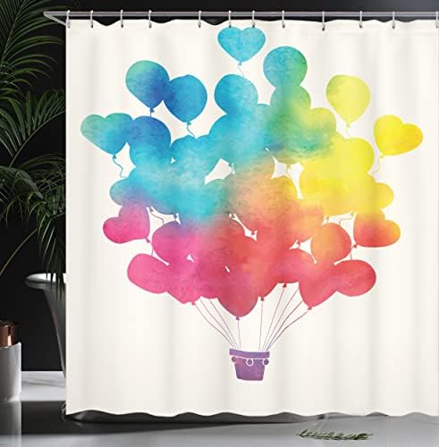 Ambesonne Watercolor Shower Curtain Happy Chevron Print