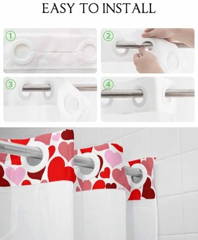 Luxury No-Hook Shower curtains for Valentines Day