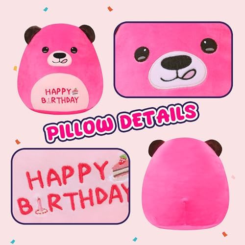 Mishmallow 12 Birthday Bear Plush Pillow Hot Pink
