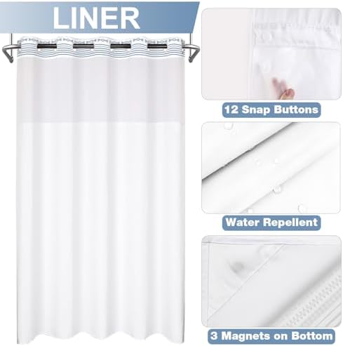 Elegant No-Hook Shower Curtain Set
