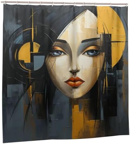 DAOWANGZUO Oil Painting Luxury Face Shower Curtain with 72x72in Pattern
