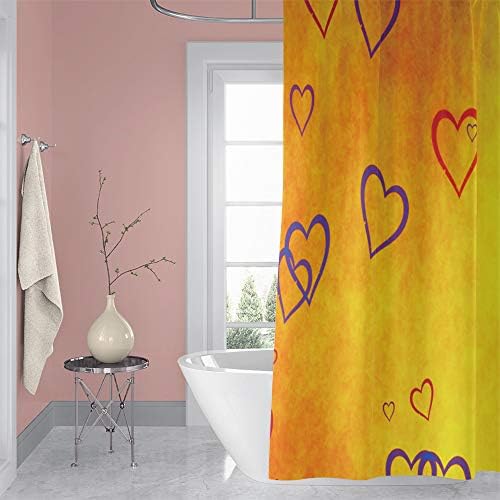 72x78inch Love Heart Red Purple Shower Curtain for Valentines Day