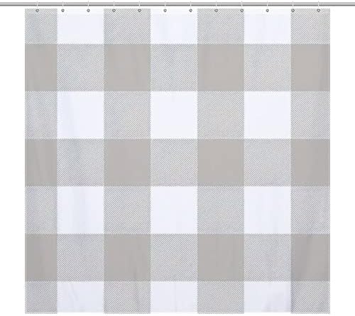 Premium Buffalo Check Plaid Bath Curtain 72x72Inch