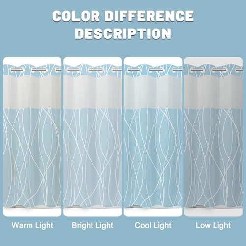 Sleek Blue Striped Shower Curtain Set