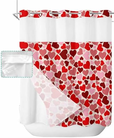 No-Hook Valentines Shower Curtain Set
