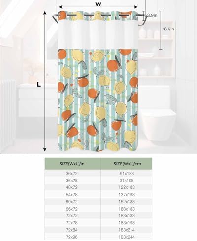 No Hook Shower Curtain with Snap in Liner Set