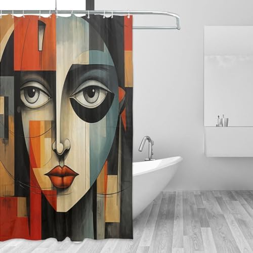 DAOWANGZUO Boho Face Shower Curtain Set Luxury Oil Painting Design