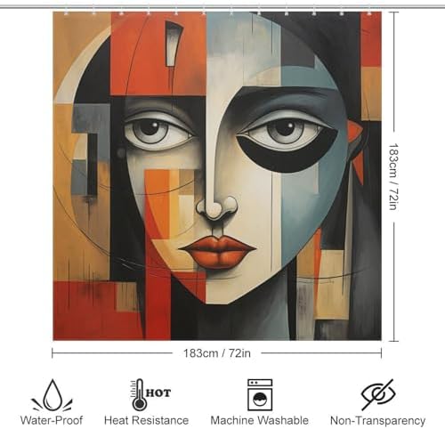 DAOWANGZUO Boho Face Shower Curtain Set Luxury Oil Painting Design
