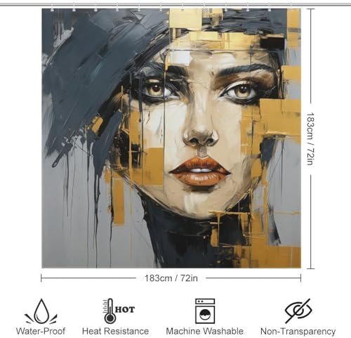 Unique Face Oil Painting Shower Curtain Set
