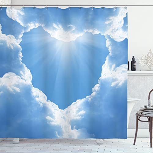 Ambesonne Landscape Shower Curtain Set White Blue