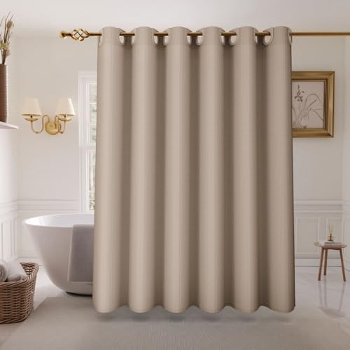 Easy Set No-Hook Waffle Washable Shower Curtain Set