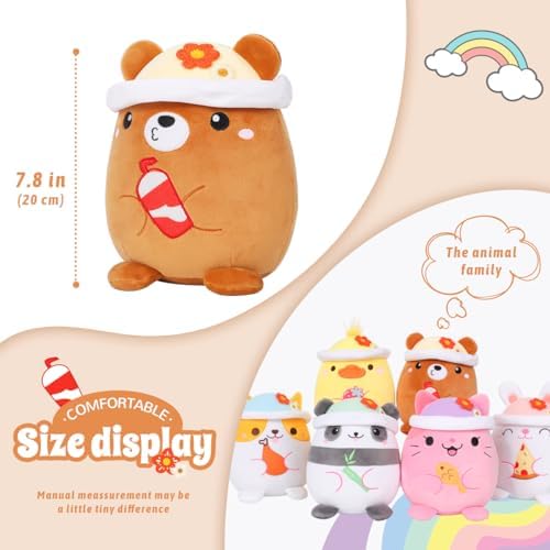 AIXINI Cute Brown Bear Plush Pillow 8 Inch Stuffed Animal Toy