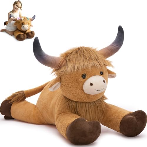 MaoGoLan 32-inch Big Highland Cow Plush Pillow