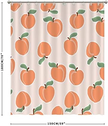Cute Fruit Shower Curtains 59 x 71 Peach Modern Set with Hooks
