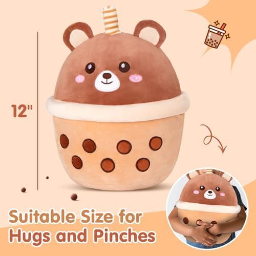 Boba Bear Plush Pillow - 12 Inch