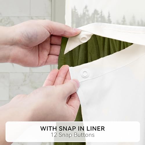 HONCO DIRECT Crumpled Olive Green Shower Curtain