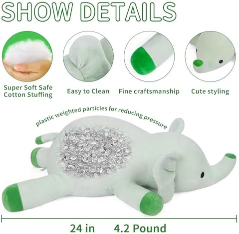 Elephant Weighted Plush Pillow