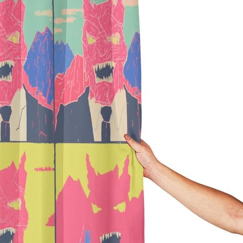 Red Devil Shower Curtain Set Hippie Abstract Design Black 72x72 inch