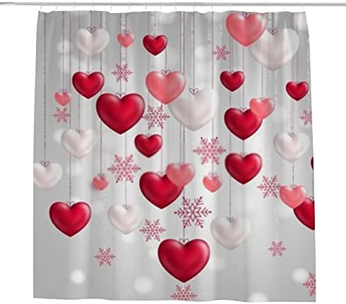 Hapuxt Heart Red Romantic Waterproof Shower Curtain