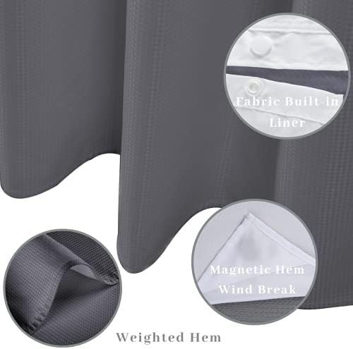 Ecoehoe Folding 36 x 72 Shower Curtain Set with Magnet Liner