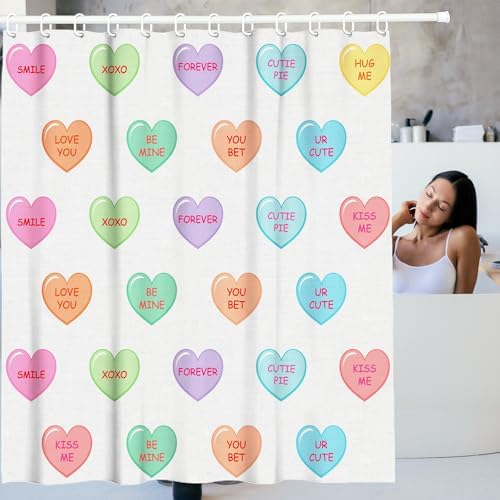 Valentines Day Love Conversation Heart Shower Curtain Set
