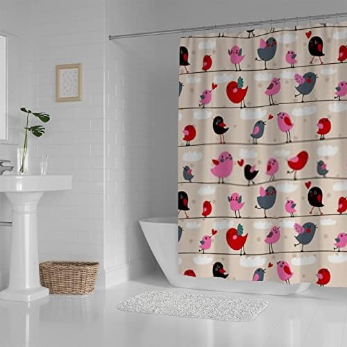 ZHIMI Cute Bird Shower Curtain Waterproof Washable 60x72in