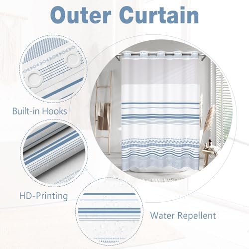 Elegant No-Hook Shower Curtain Set