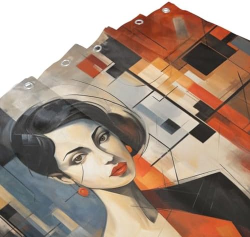 DAOWANGZUO Female Face Abstract Shower Curtain Set Luxury Oil Painting Design 72x72in