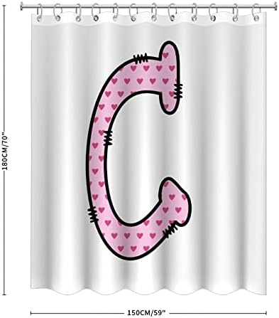 Cute Pink Heart Monogram Initial Shower Curtain