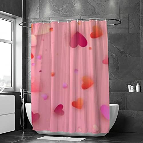Rashu Red and Pink Hearts Washable Bath Curtain Set - Waterproof