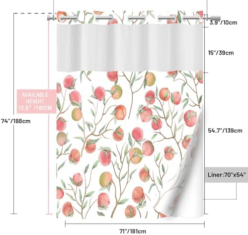 Charming Peach Shower Curtain Set with Fabric Liner for Your Bathroom