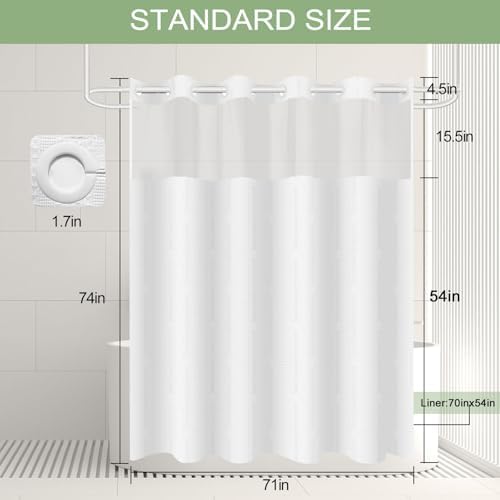 Heavy-Duty No Hook Waffle Weave Shower Curtain Hotel Quality White