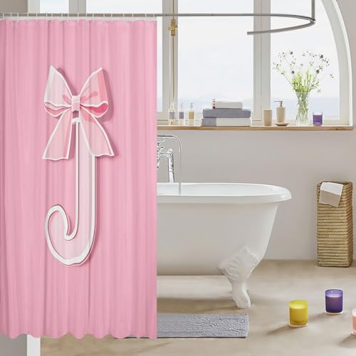 GIRL-FRIENDLY PINKBowknot SHOWER CURTAINPersonalized shower curtain - 72x72 inches waterproof unique design