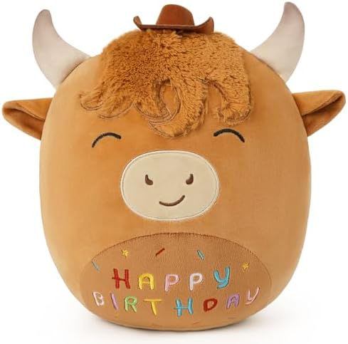 Cuckool 14 Highland Cow Stuffed Animal Plush Pillow Perfect Birthday Gift
