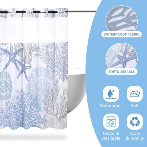 Seashell Style 72x75 Nautical Shower Curtain
