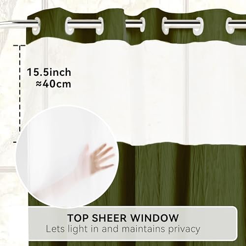 HONCO DIRECT Crumpled Olive Green Shower Curtain
