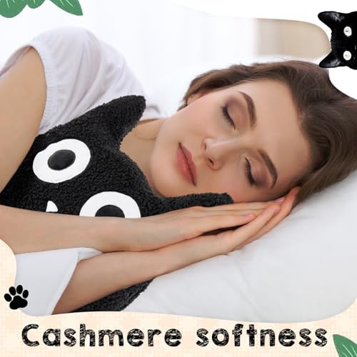 3 Pcs Black Cat Throw Pillow Plush Filling Full Lamb