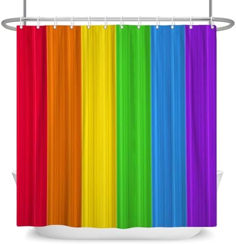 Canessioa Rainbow Stripes Shower Curtain Set