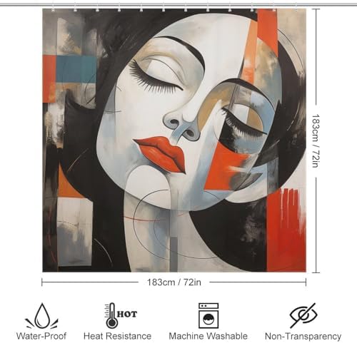 DAOWANGZUO Abstract Girl Boho Shower Curtain Set 72x72in