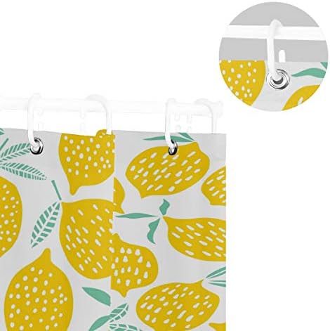 AUUXVA 72x72-inch Fruit Lemon Patterned Bath Curtain