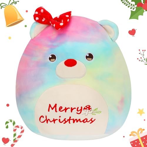 Easfan 12 Christmas Rainbow Bear Plush Pillow